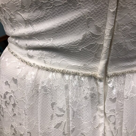 BOHO Vintage Sample Lace Aline Wedding Dress, V-Neck POCKETS Ruffle Cap Sleeves - Picture 15 of 15